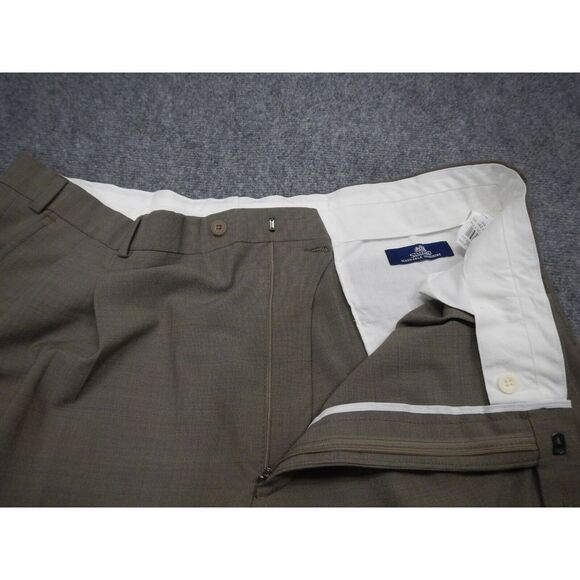 Stafford Dress Pants Men's Size 42X30 Beige Pleated Chino‎ Wool Blend - Picture 3 of 10